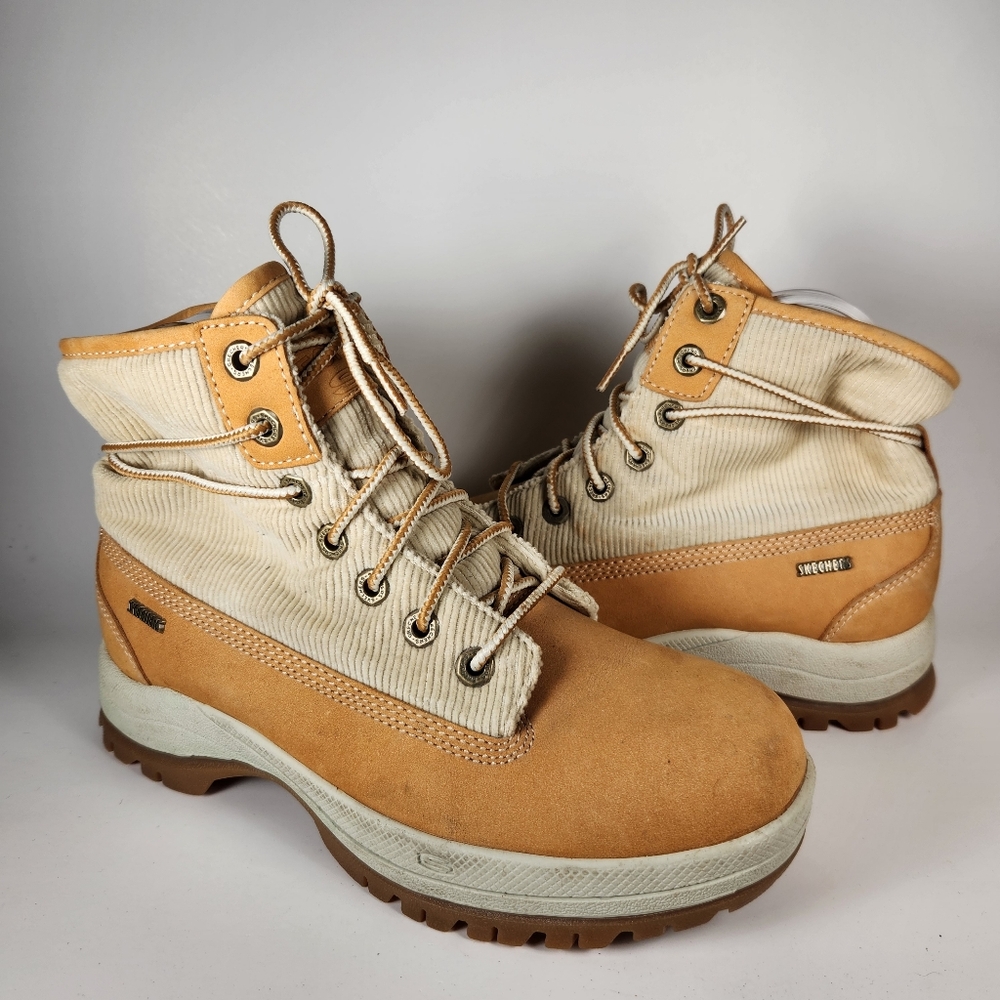 SKECHERS Women’s Survivor Boot Size 8 Tan Y2K Lace Up Rare Vintage Leather